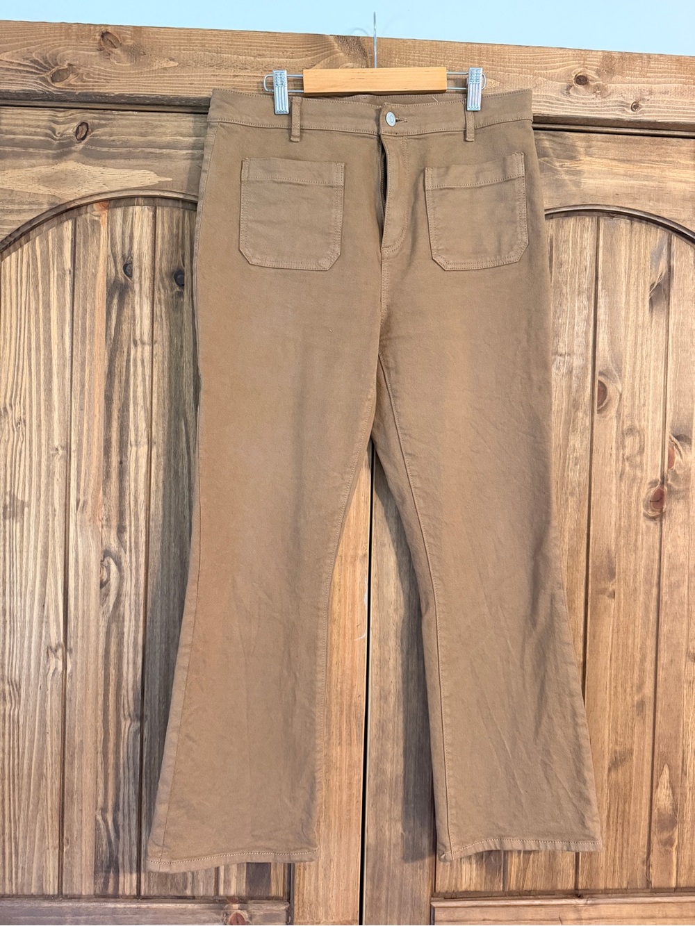 LOFT Brown Kick crop Women's Pants with Front Patch Pockets